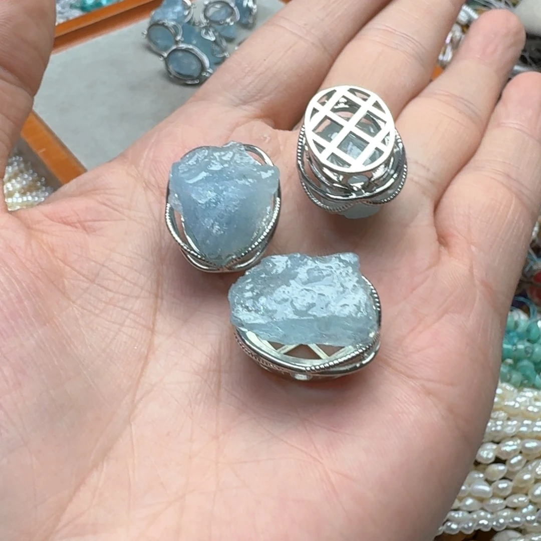 合金玛瑙/玉髓珠宝半成品一个海蓝宝原石魔盒