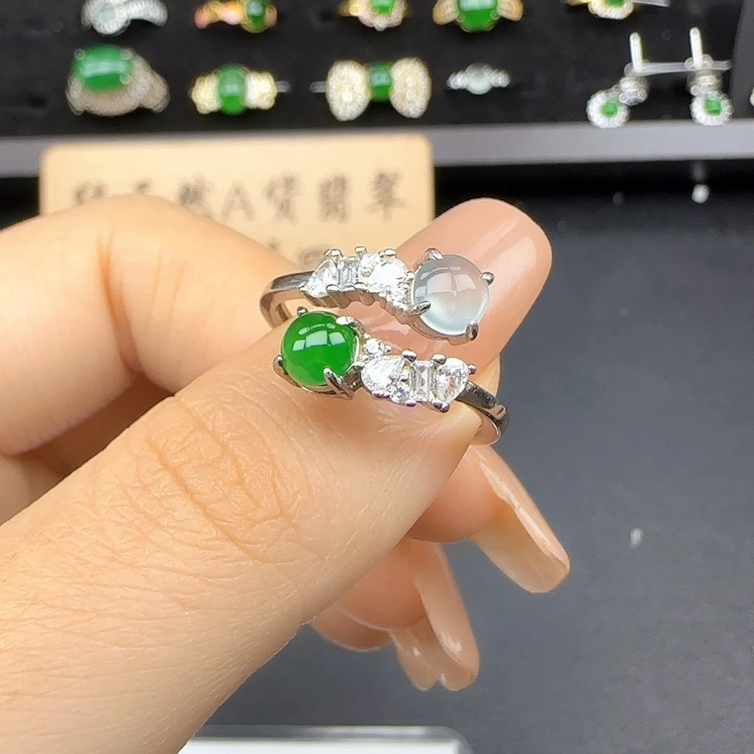 银S925镶嵌戒指翡翠