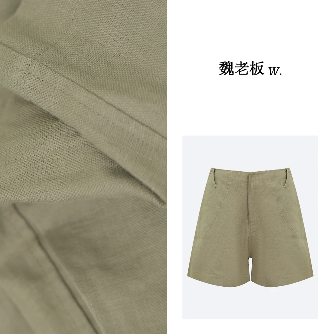 W.Diva【广岛之恋】春季百搭法式运动出行少年感亚麻短裤2K192KX71