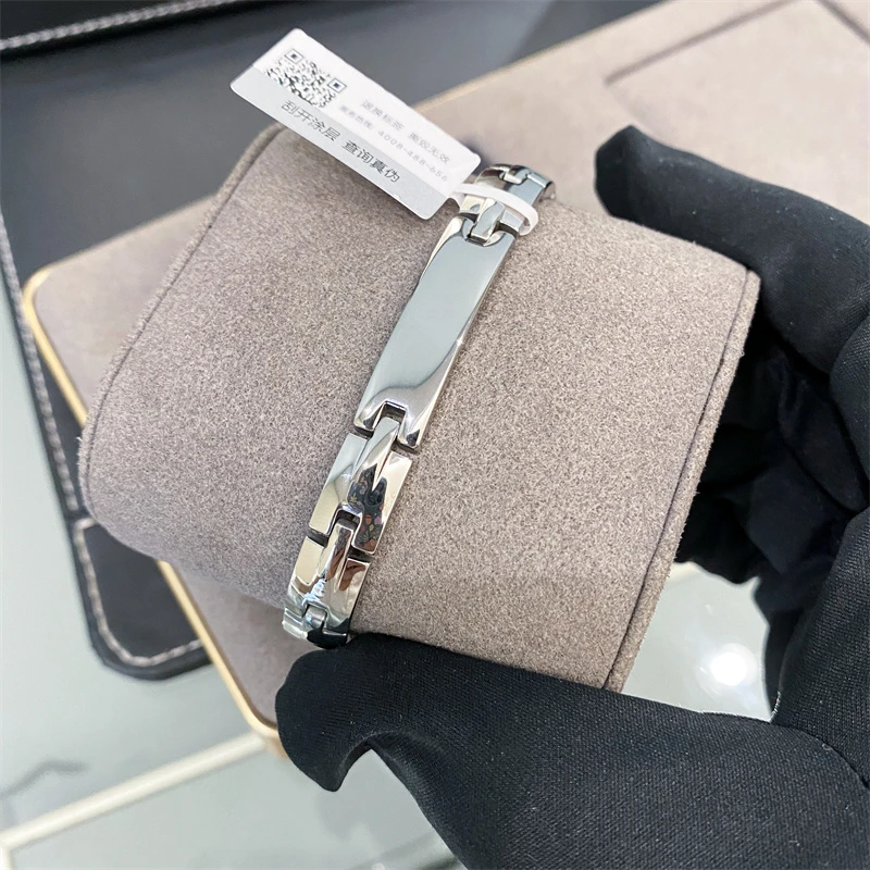 钛钢手链 银色不带钻情侣单钻表带手链B1391