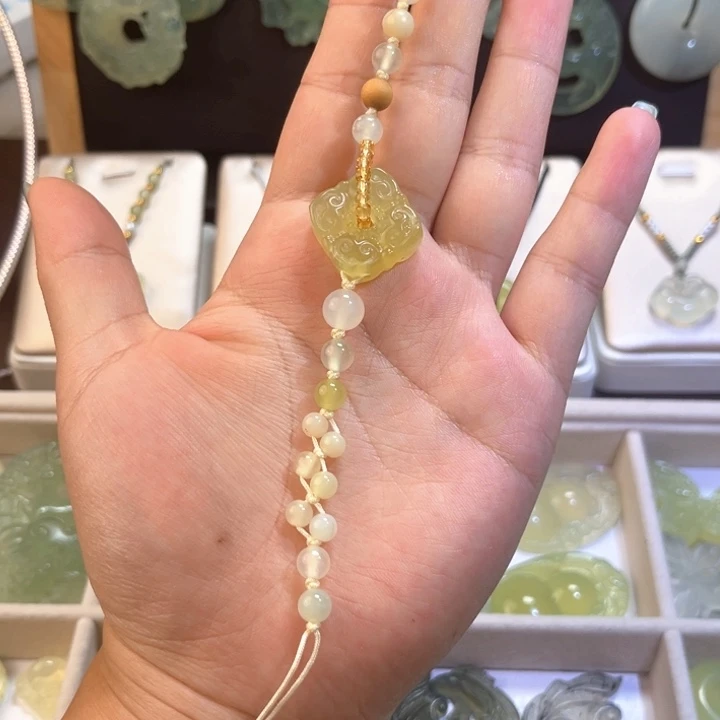 未镶嵌蛇纹石玉手链四方如意扣手链手工编绳多样性发其一