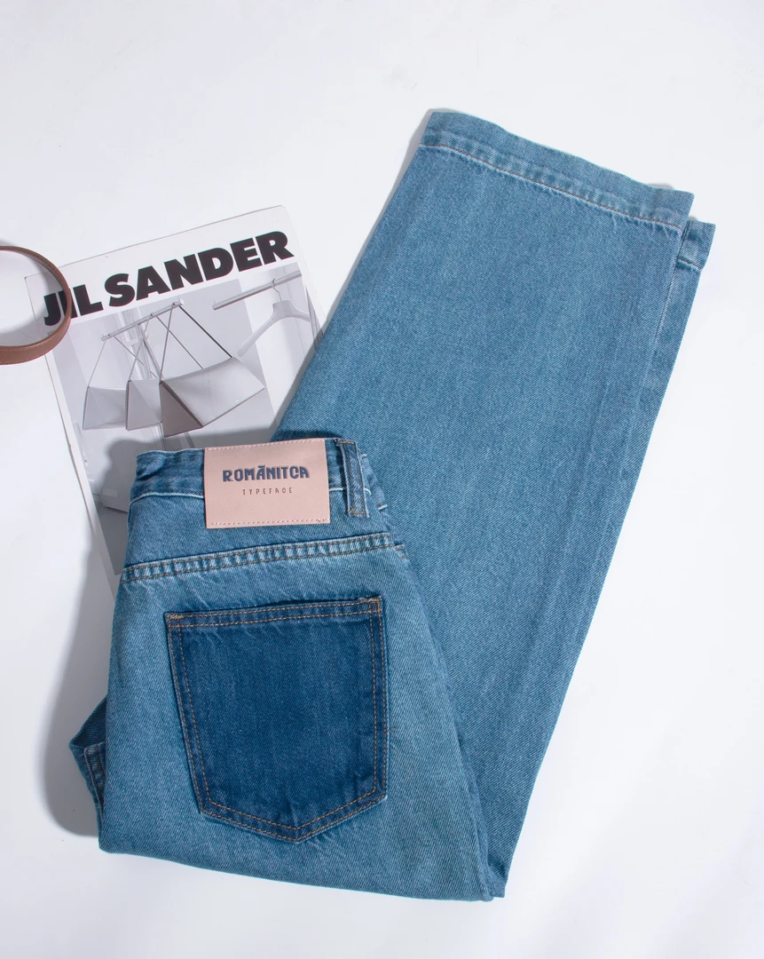 8533-牛仔裤女小个子早春新款高腰显瘦蓝色阔腿裤