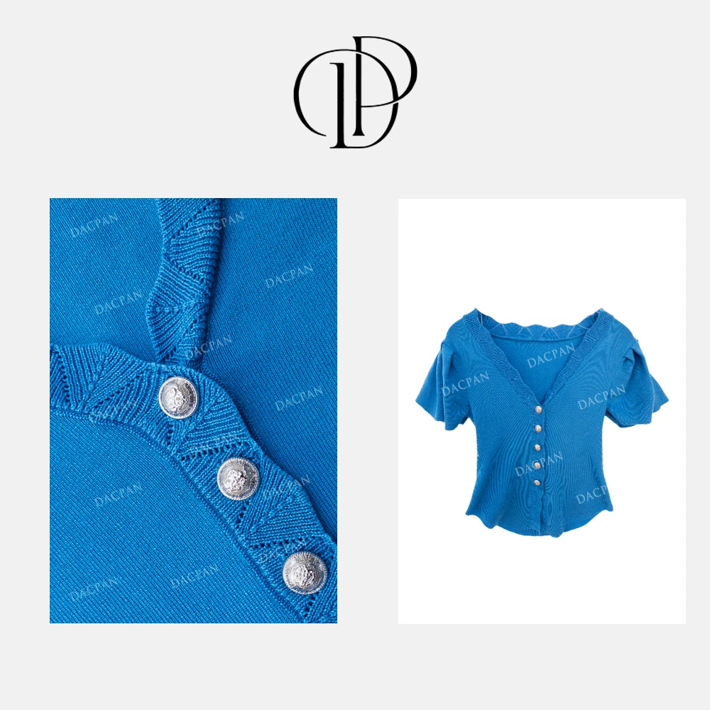 DACPAN-“名媛聚会”飞袖定制扣针织上衣垫肩可拆2025/盼·PP 68513