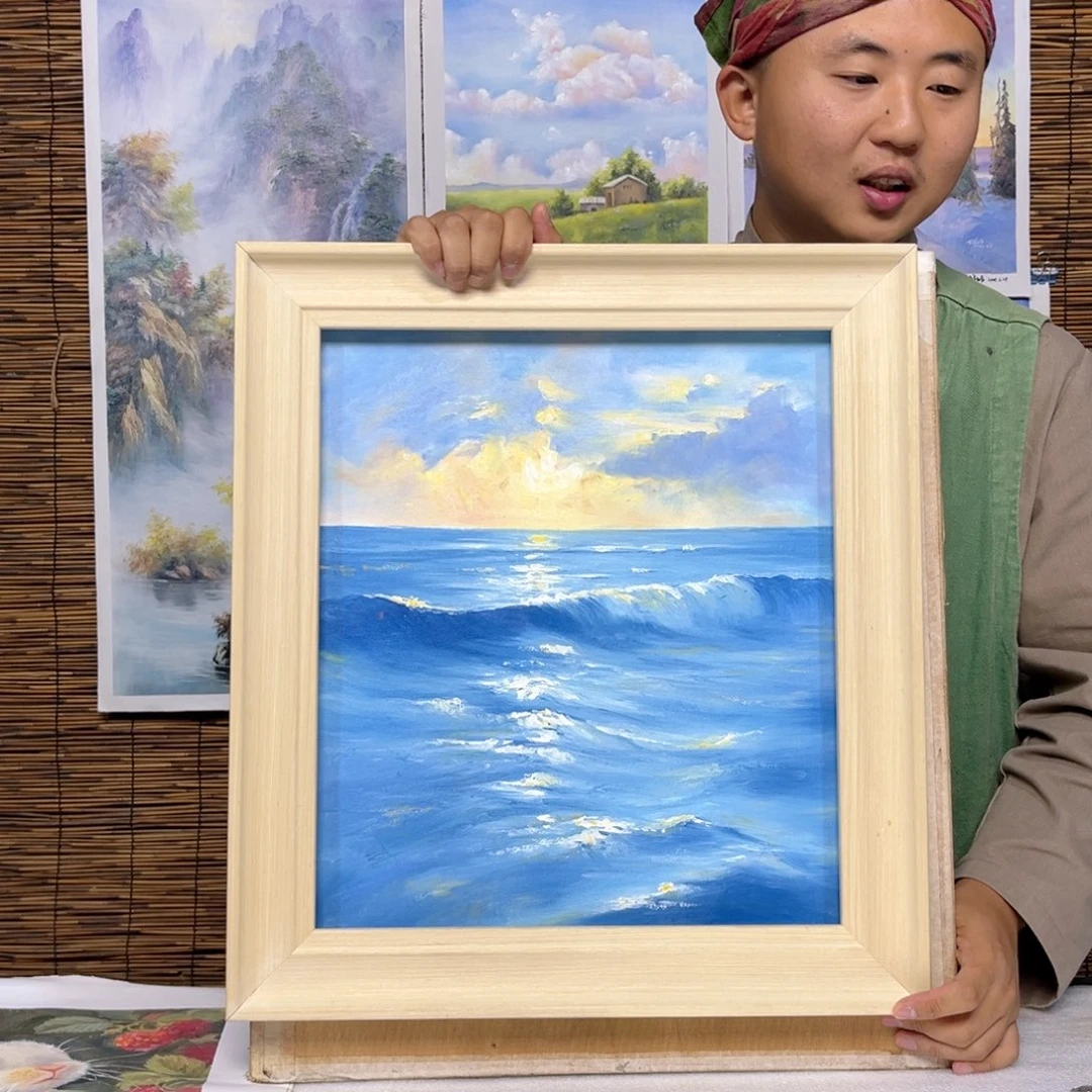 油画行路人小院绘画作品竞拍