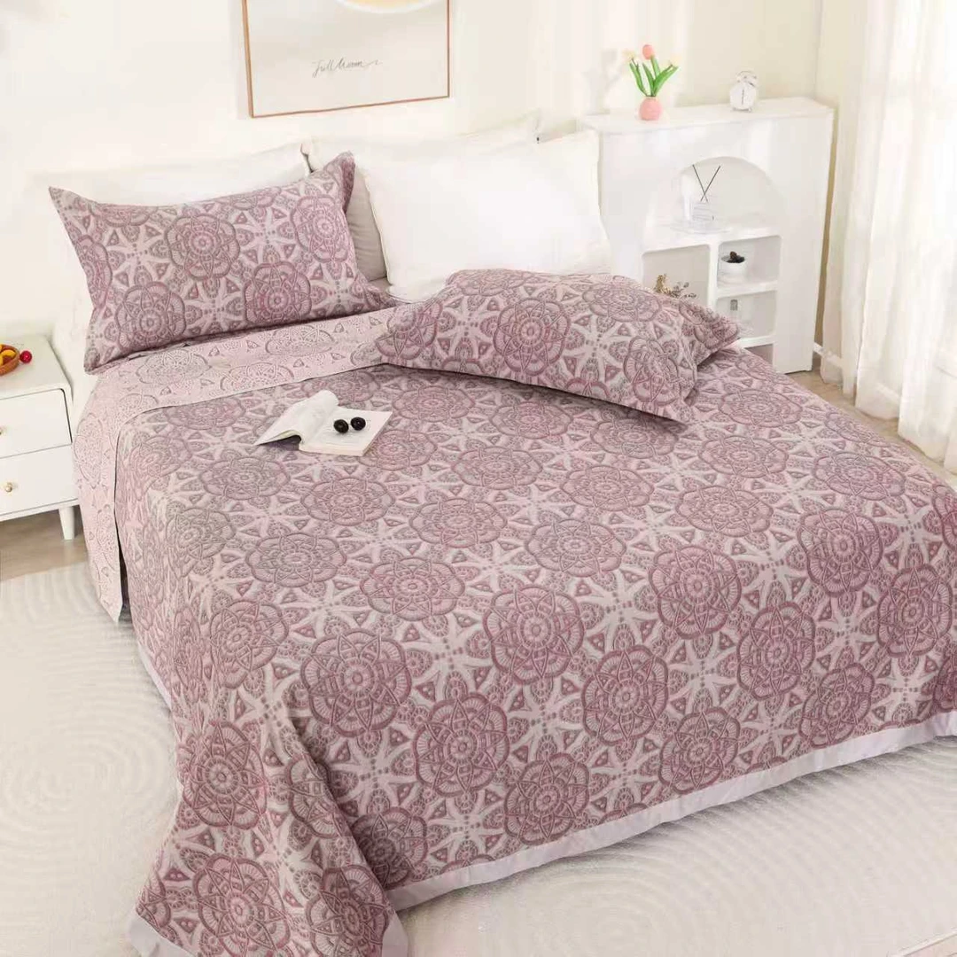 【太阳花】240*250cm全棉绗缝床盖三件套（赠送同款枕套）