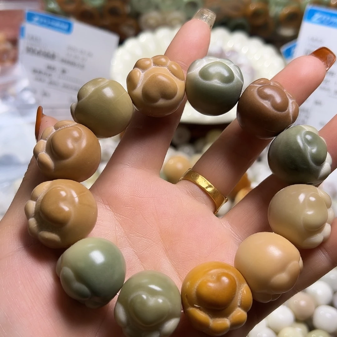 白玉菩提吊坠瑕疵23爱心猫爪10颗有裂有坏