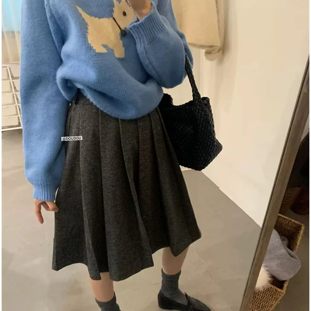 【刘噗噗】知识分子！韩系厚毛呢百褶半裙！2025秋冬显瘦一绝2223