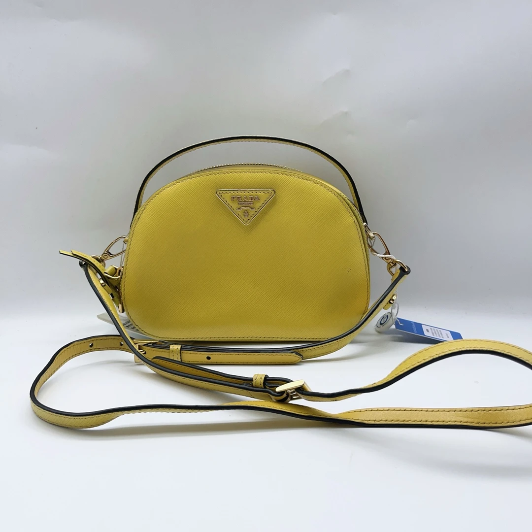 95新 Prada/普拉达  黄色手提斜挎包  1417 6842
