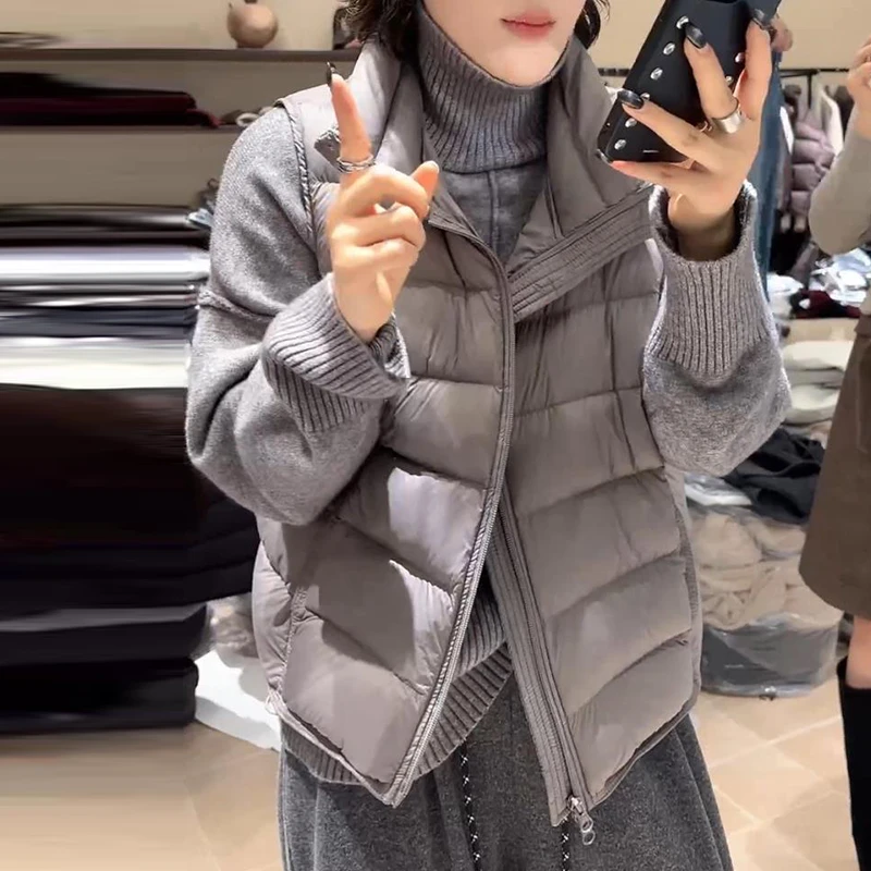 纯色百搭拉链马夹外套女士2025秋冬新款时尚马甲上衣减龄休闲女装