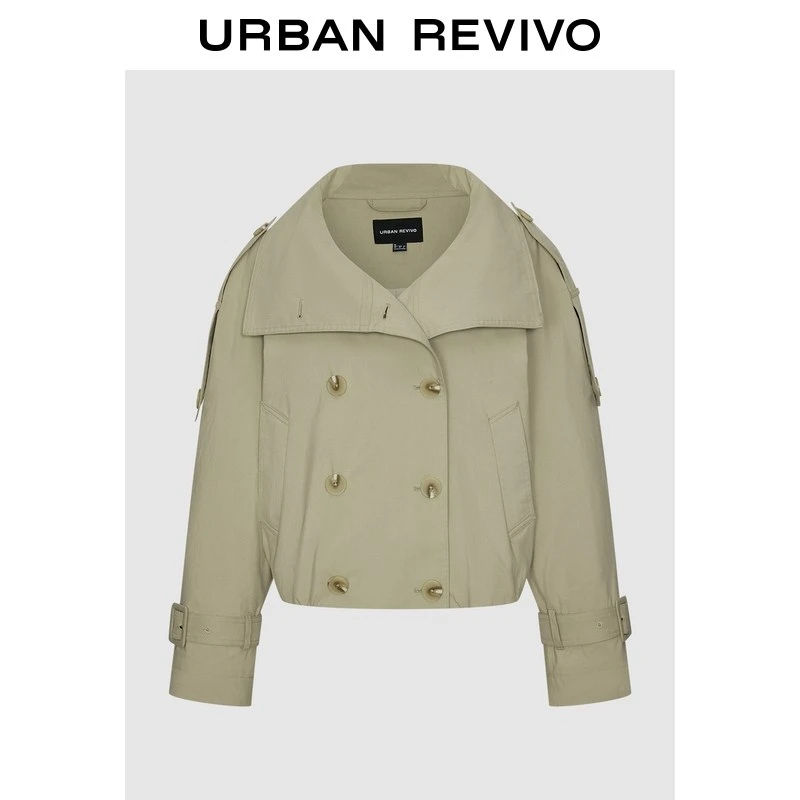 UR2026春季新款女装休闲复古立领双排扣超宽松外套UWH160021