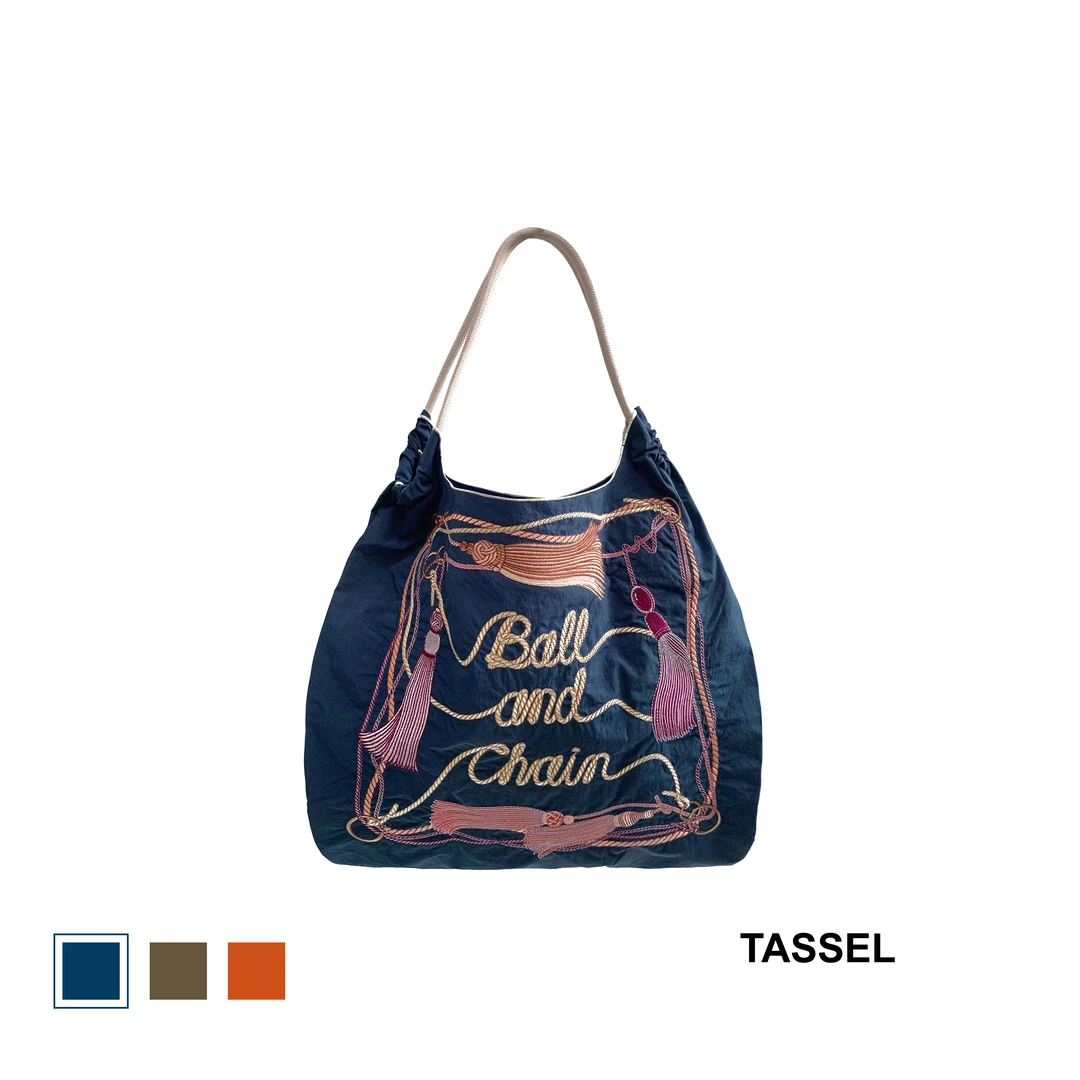 【流苏】Ball&Chain官方正品刺绣流苏环保袋购物袋帆布通勤包斜挎包