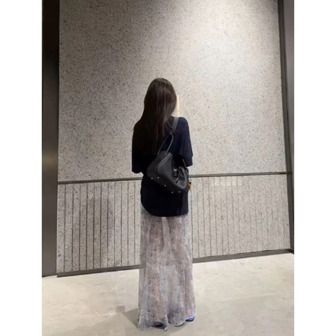 徐秋阳  孔雀纹半裙 夏季新款百搭时尚休闲显瘦半身裙13008