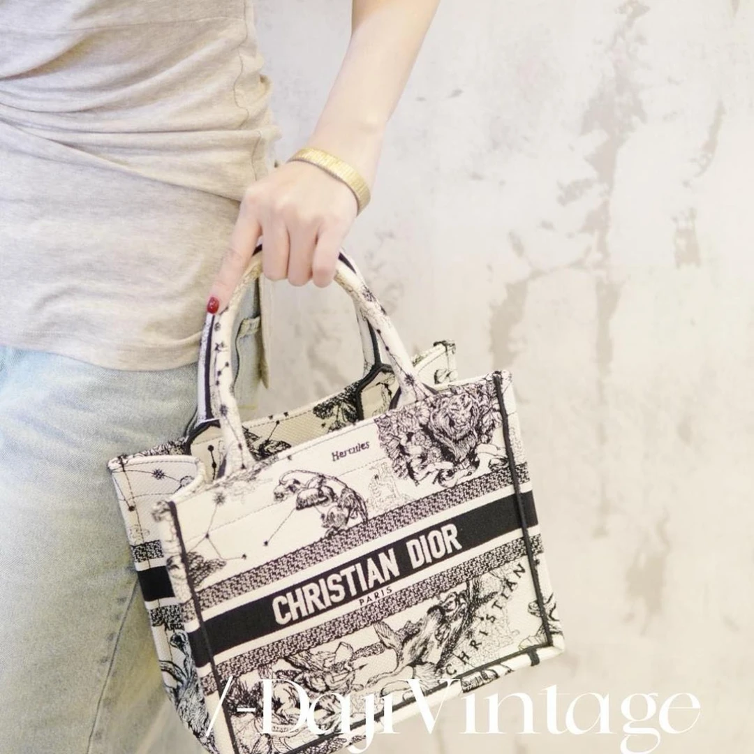 95新 DIOR/迪奥 大吉中古/Dior迪奥十二星座刺绣小号托特包