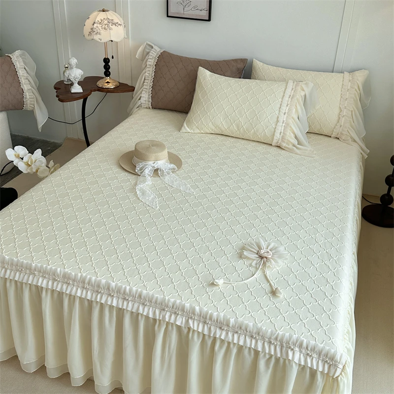 夏季高端PE中分子凉席床裙夏被四件套公主风凉感席床罩空调冰丝席