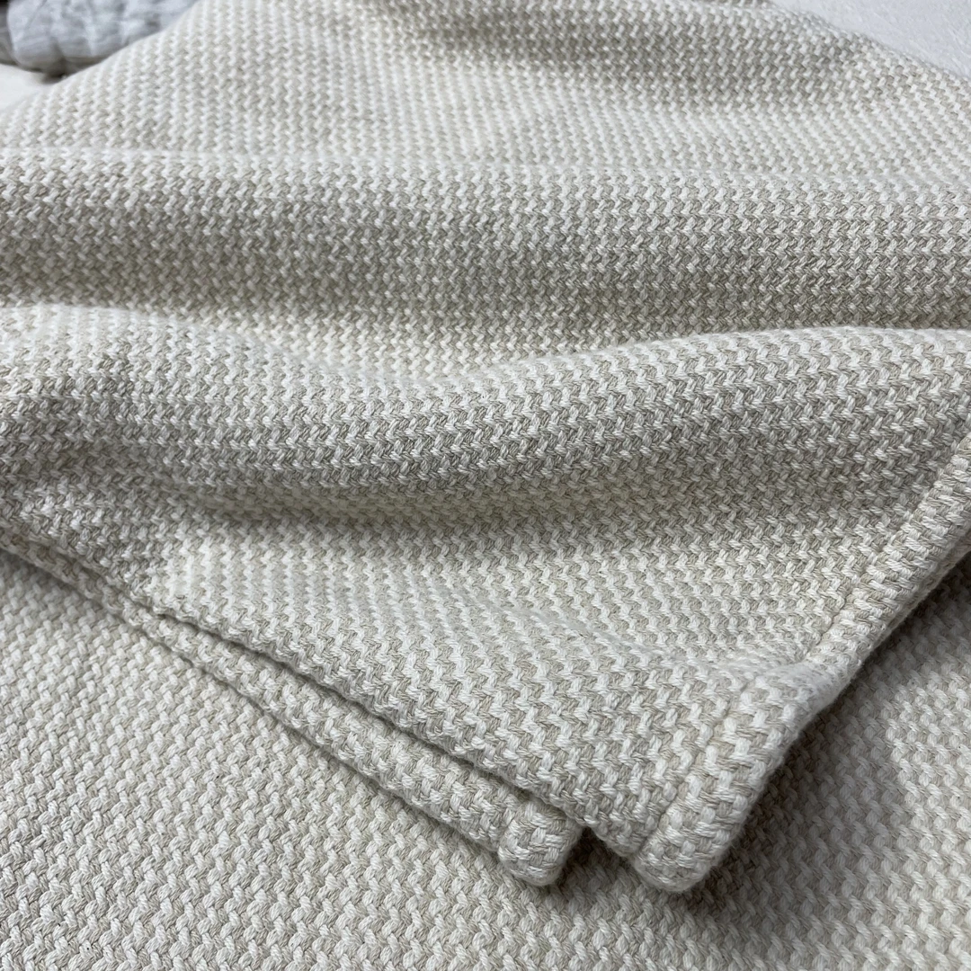 《元七猫-素影菱纹》  汉麻色织双人盖毯床单加厚针织简约休闲毯