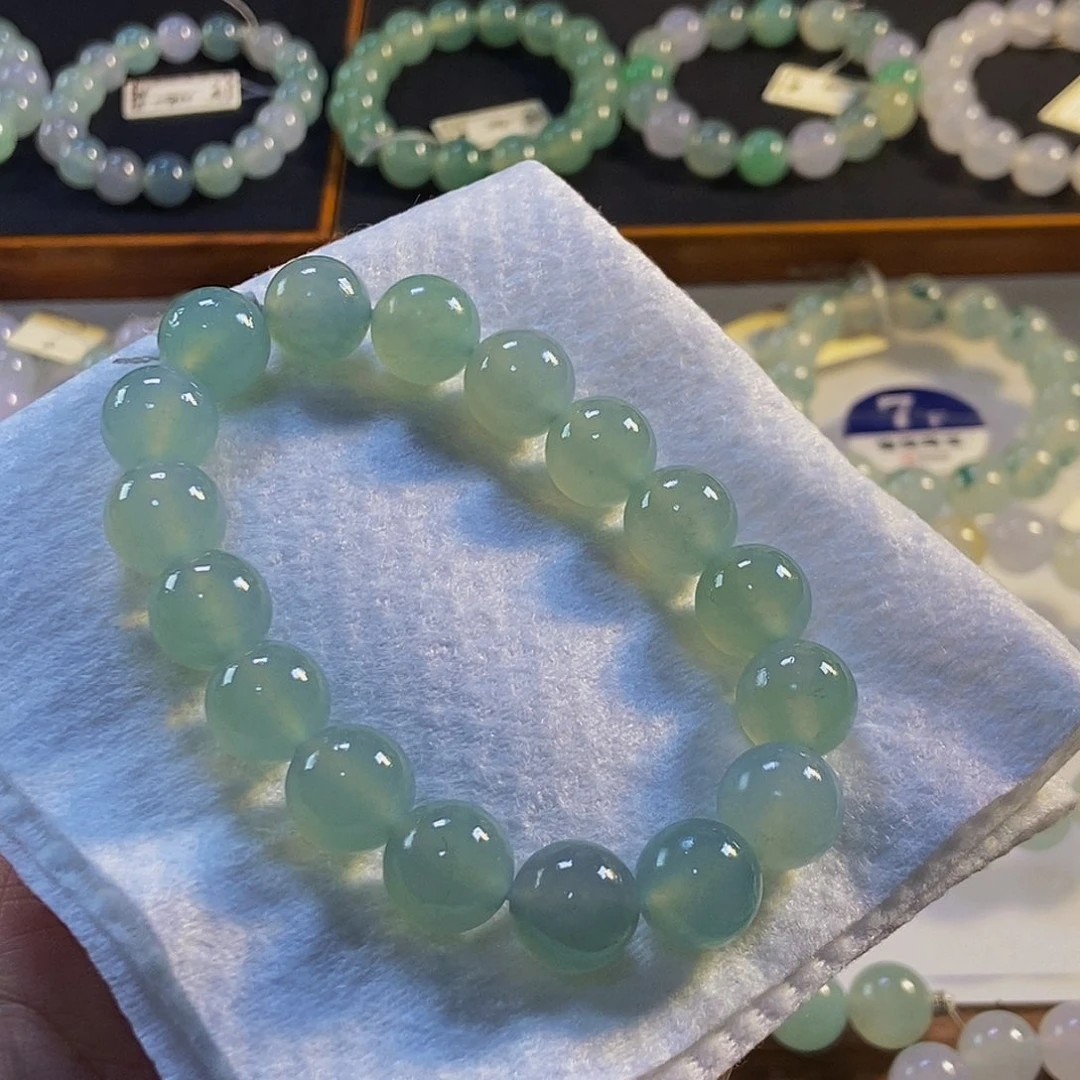 定制翡翠未镶嵌翡翠手串卡12+