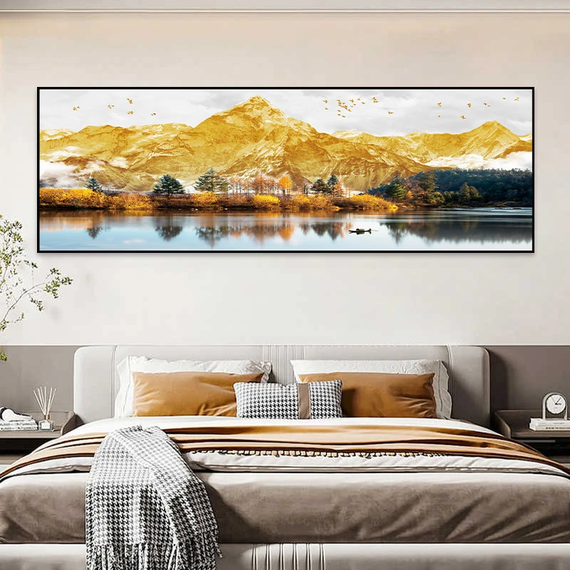 床头装饰画背靠金山自粘贴画卧室酒店宾馆客厅沙发背景墙贴壁画