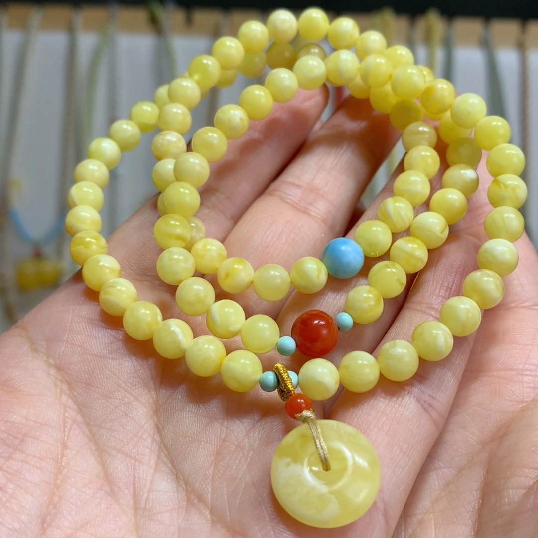 蜜蜡未镶嵌手链6.3mm