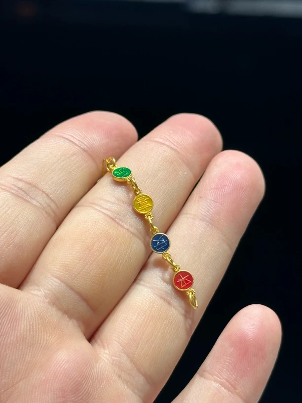 足金999 古法 珐琅彩 平安喜乐链条 1.926