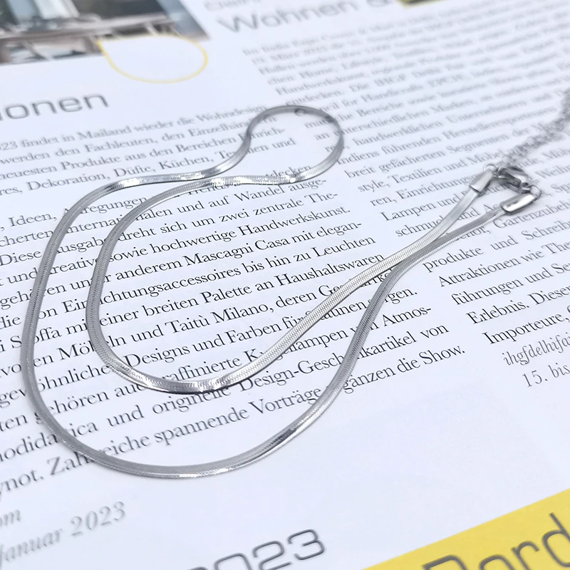 不锈钢项链 出口法式银色蛇骨个性辣妹项链【哎呦家18238】