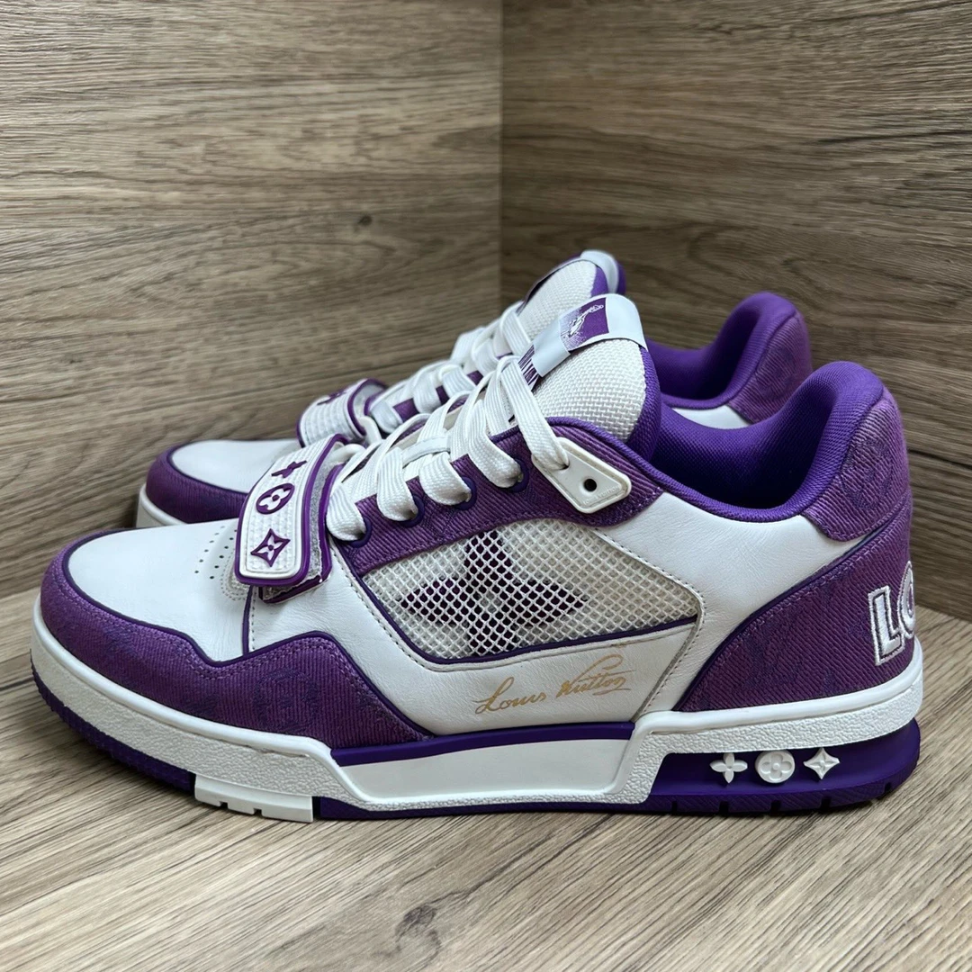 99新 LouisVuitton/路易威登 Trainer 白紫魔术贴板鞋