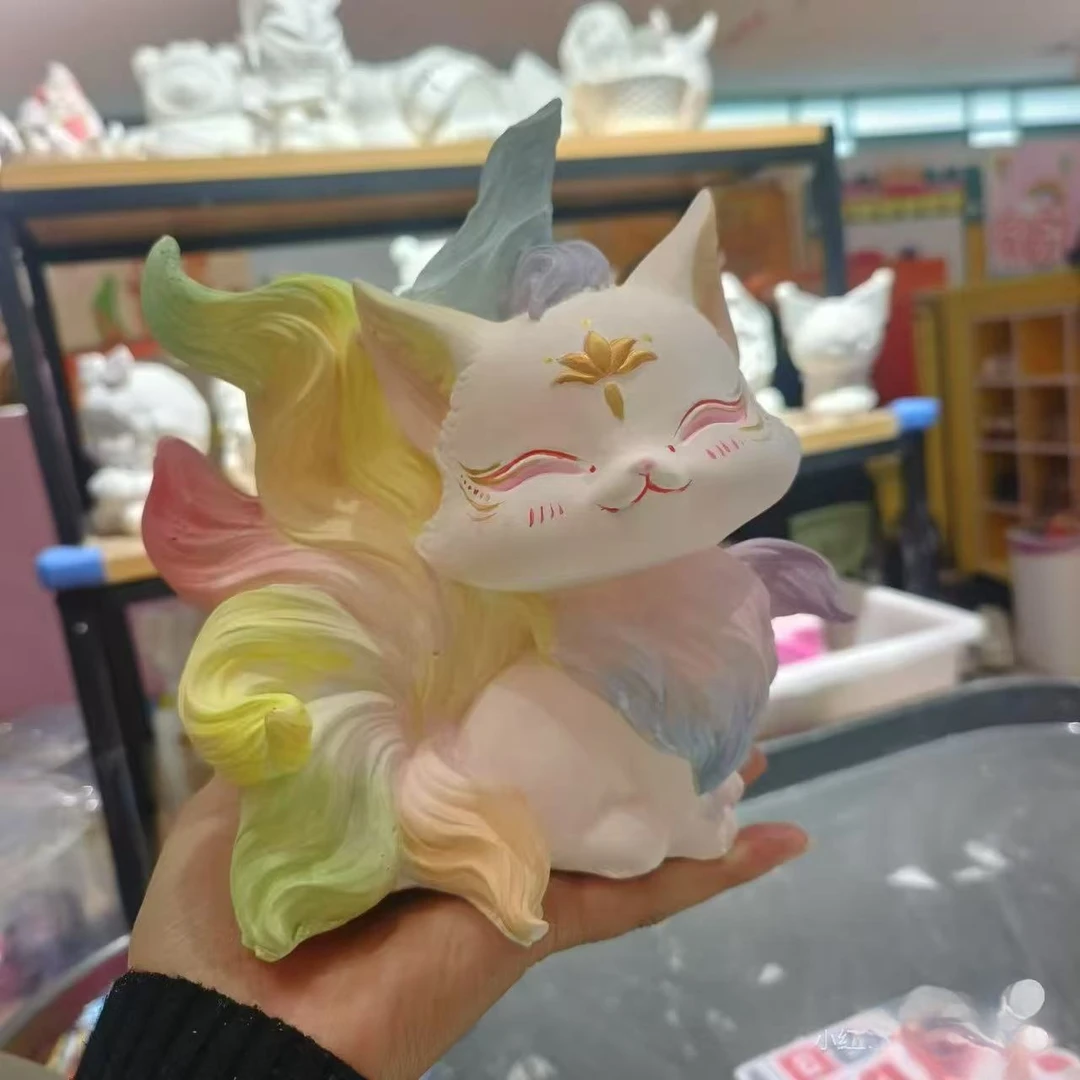 【17厘米新款九尾】石膏娃娃白胚涂鸦上色摆摊儿童玩具储钱罐大号