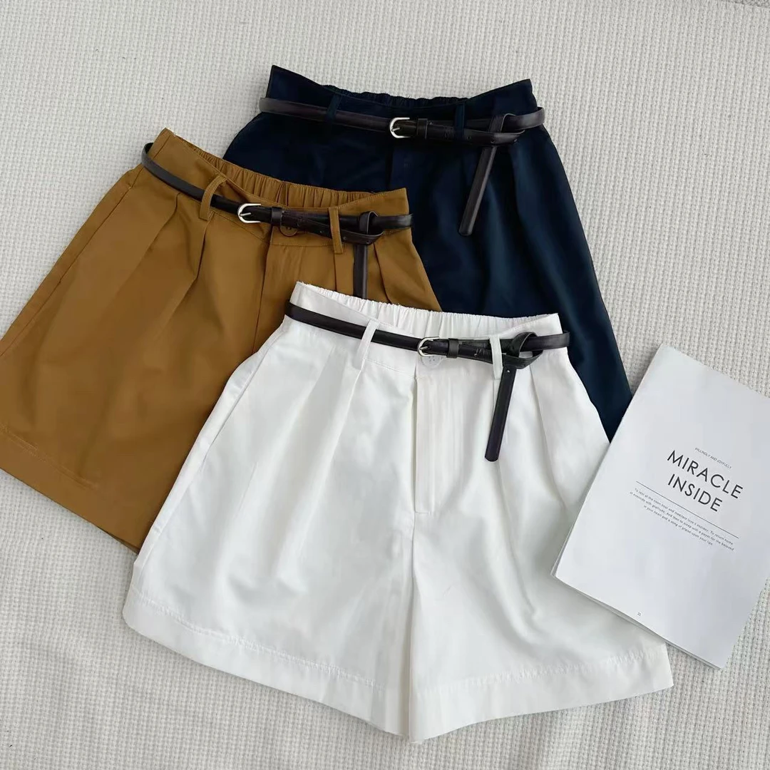 ［家淇定制］新款韩版百搭修身显瘦时尚松紧腰西装阔腿休闲短裤6507