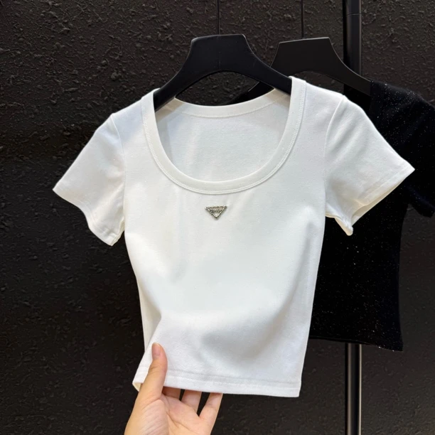 t恤女款2025新款爆款钉钻女春夏季棉显瘦短袖上衣潮125#
