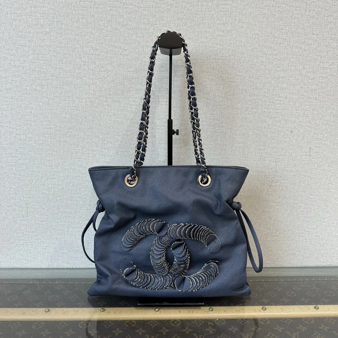 95新 Chanel/香奈儿 牛仔丹宁托特单肩腋下包 12581