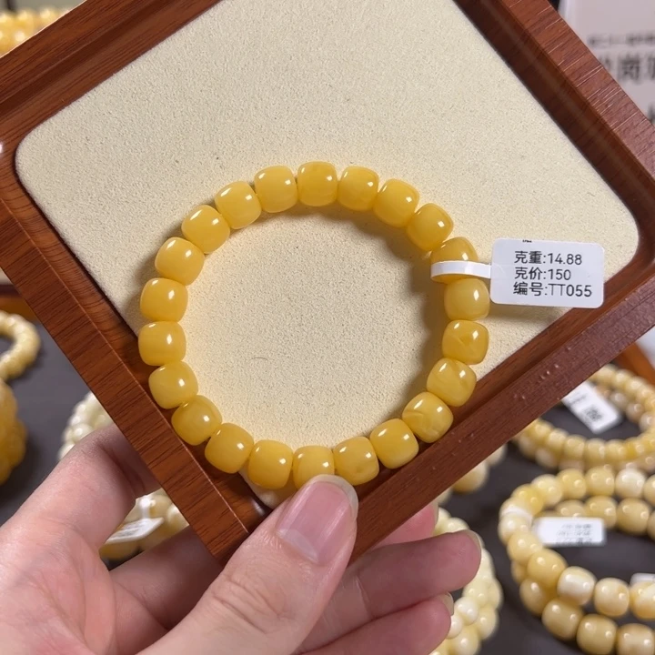 手链琥珀未镶嵌10mm精工老型浓蜡TT
