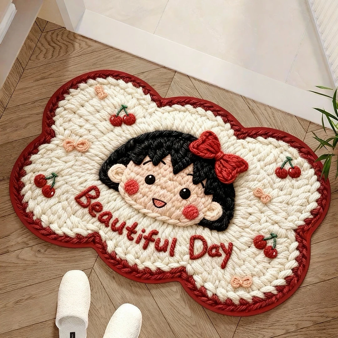 樱桃小丸子5D可爱风浴室玄关硅藻泥地垫吸水防滑脚垫