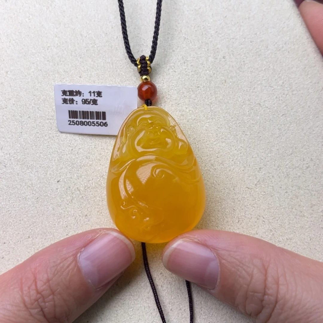 蜜蜡吊坠(不含链)未镶嵌焦皮料佛公11克