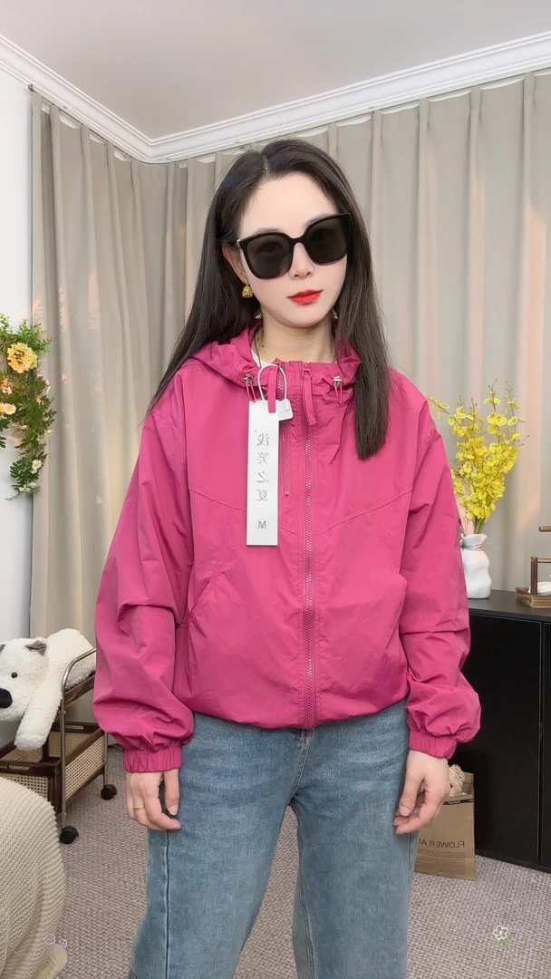 短款2025新款连帽防晒衣女夏季小个子运动双拉链外套休闲防晒服