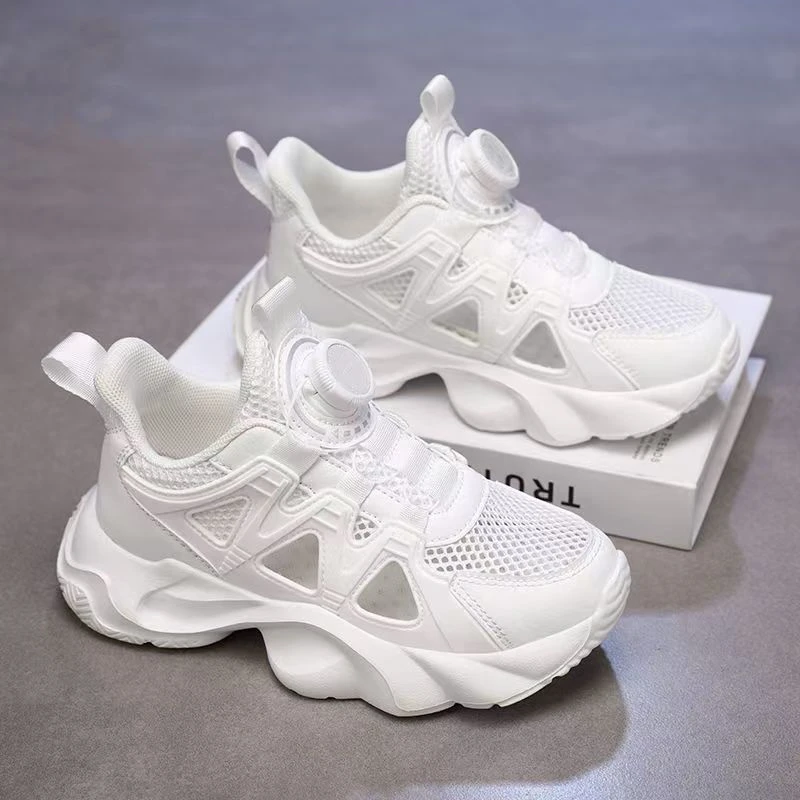 儿童小白鞋六一儿童节表演女童2025年夏季网面透气男童白色运动鞋