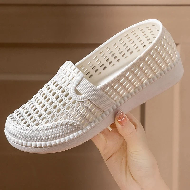 洞洞鞋女外穿防滑夏季镂空透气厚底护士鞋休闲软底妈妈凉拖鞋Y218