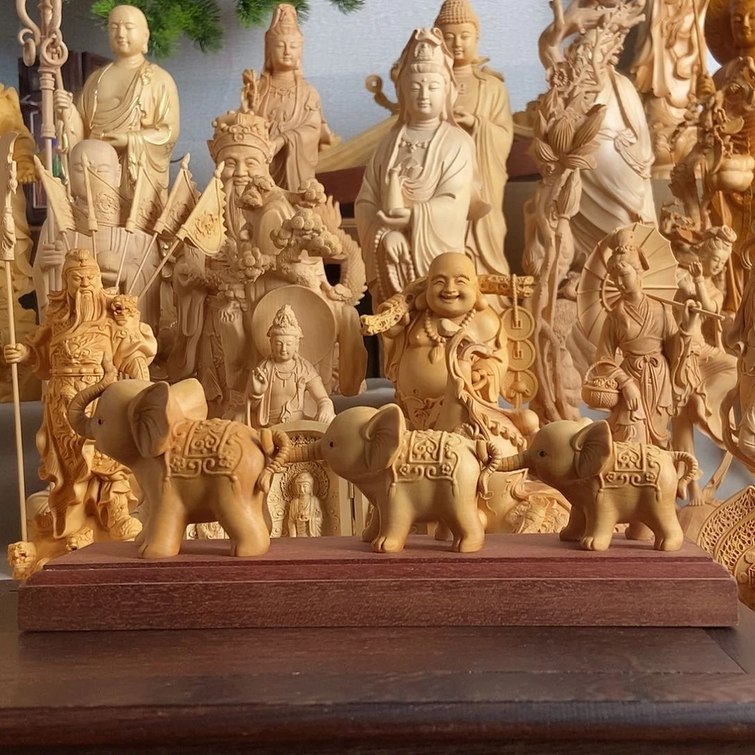 星****黄杨木小叶黄杨木雕一群象
