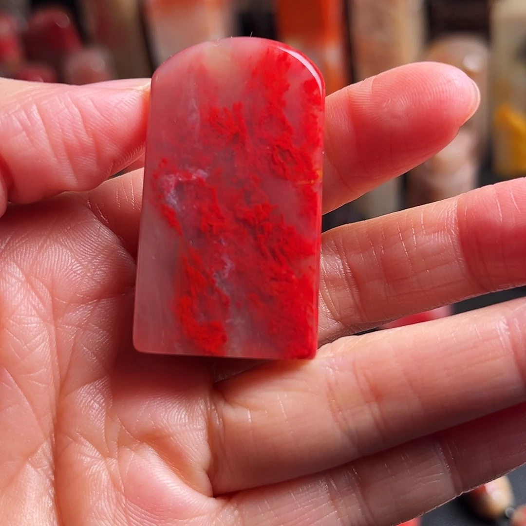 巴林石印石鸡血石扁章