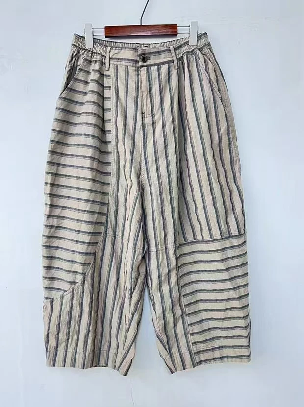 衣秋白-351068新款半松紧棉+麻拉链长裤