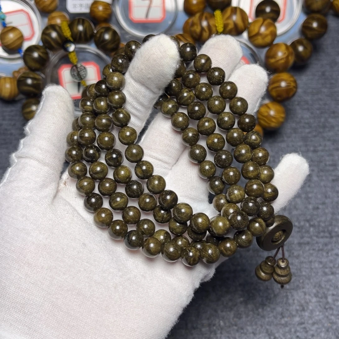 楠木（金丝楠）手串/手链阴沉绿0.8/108水波135