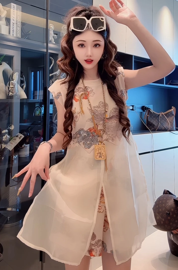 (上衣+短裤)夏季欧洲站时尚洋气建立无袖提花复古中长款式套装