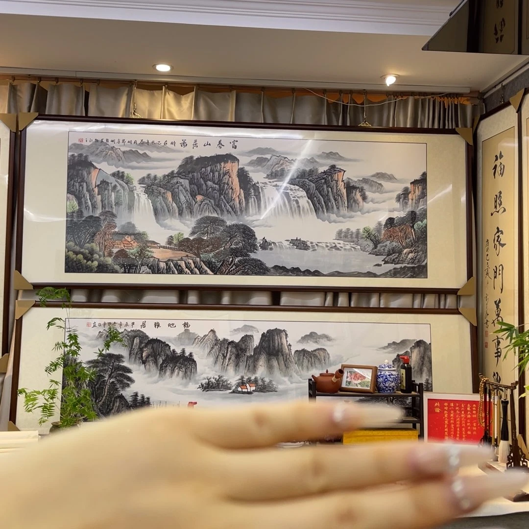 国画六尺富春山居图画框一幅