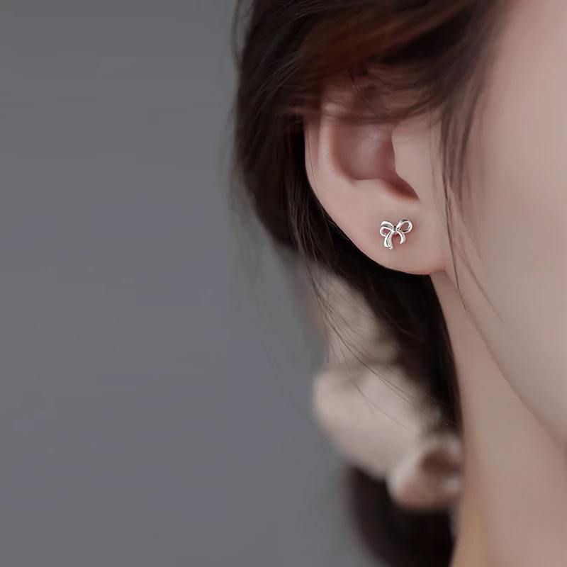 足银耳饰 999纯银蝴蝶结耳钉女2025新款爆款耳饰耳环养耳洞耳饰