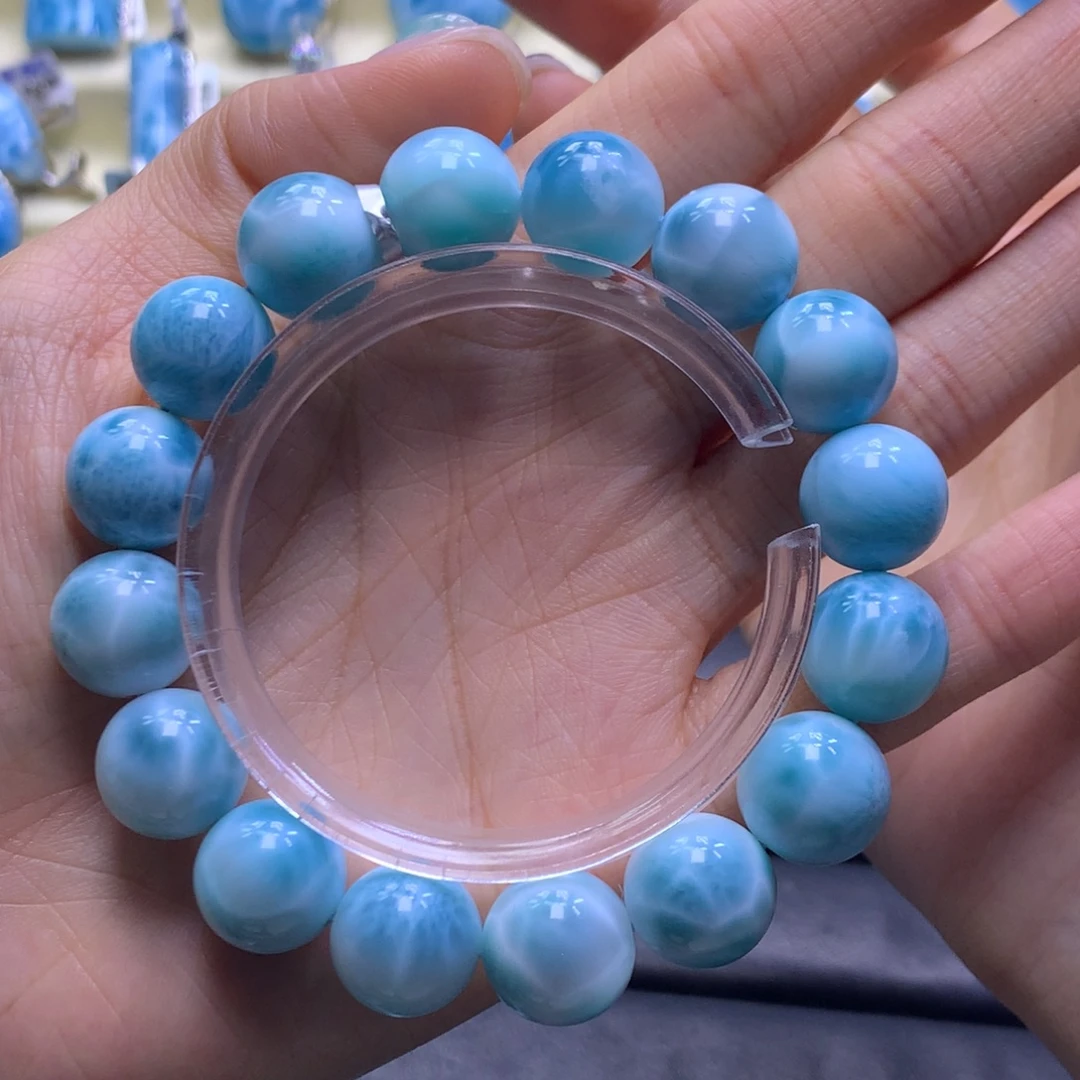 针钠钙石（海纹石）未镶嵌手串13mm手串色差略异