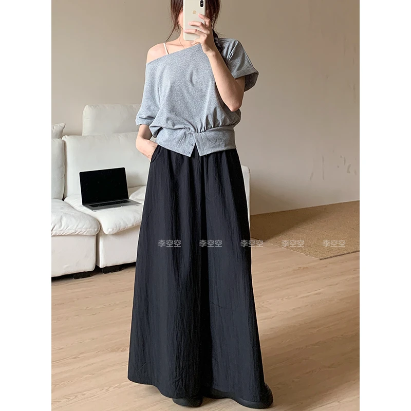 李空空【山本裙裤】夏季薄款冰丝阔腿裤2025新款垂感慵懒休闲裤子