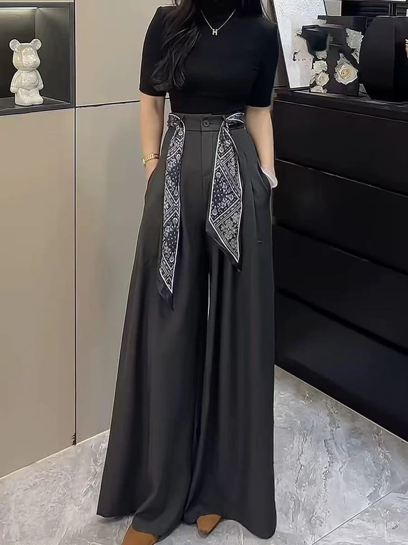 （高订系列）西裤爆款飘带时尚高腰夏款显瘦气质百搭夏季设计感休闲