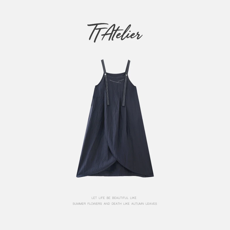 TT设计师【光影织】复古风天丝亚麻高级感茧型花苞连衣裙TT190694