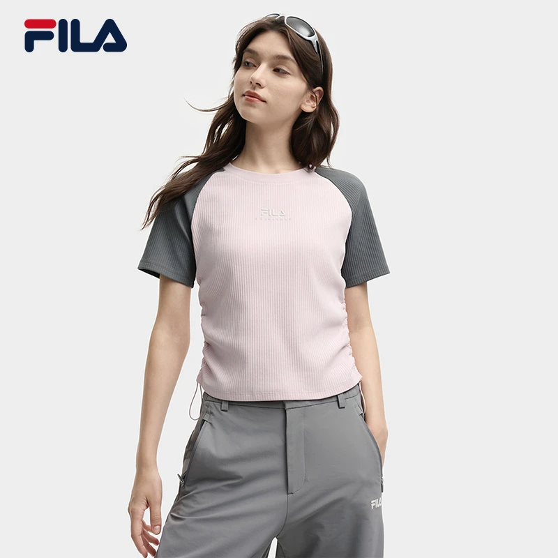 Fila/斐乐女款夏季短袖【学院少女风】拼色显瘦弹力T恤F11W539105F