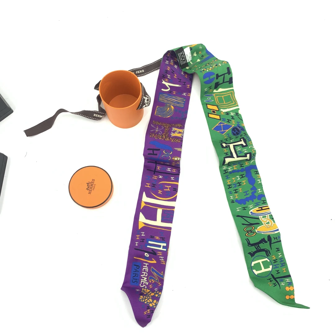 99新 Hermes/爱马仕 爱马仕丝巾绿紫丝巾 S103 BJ