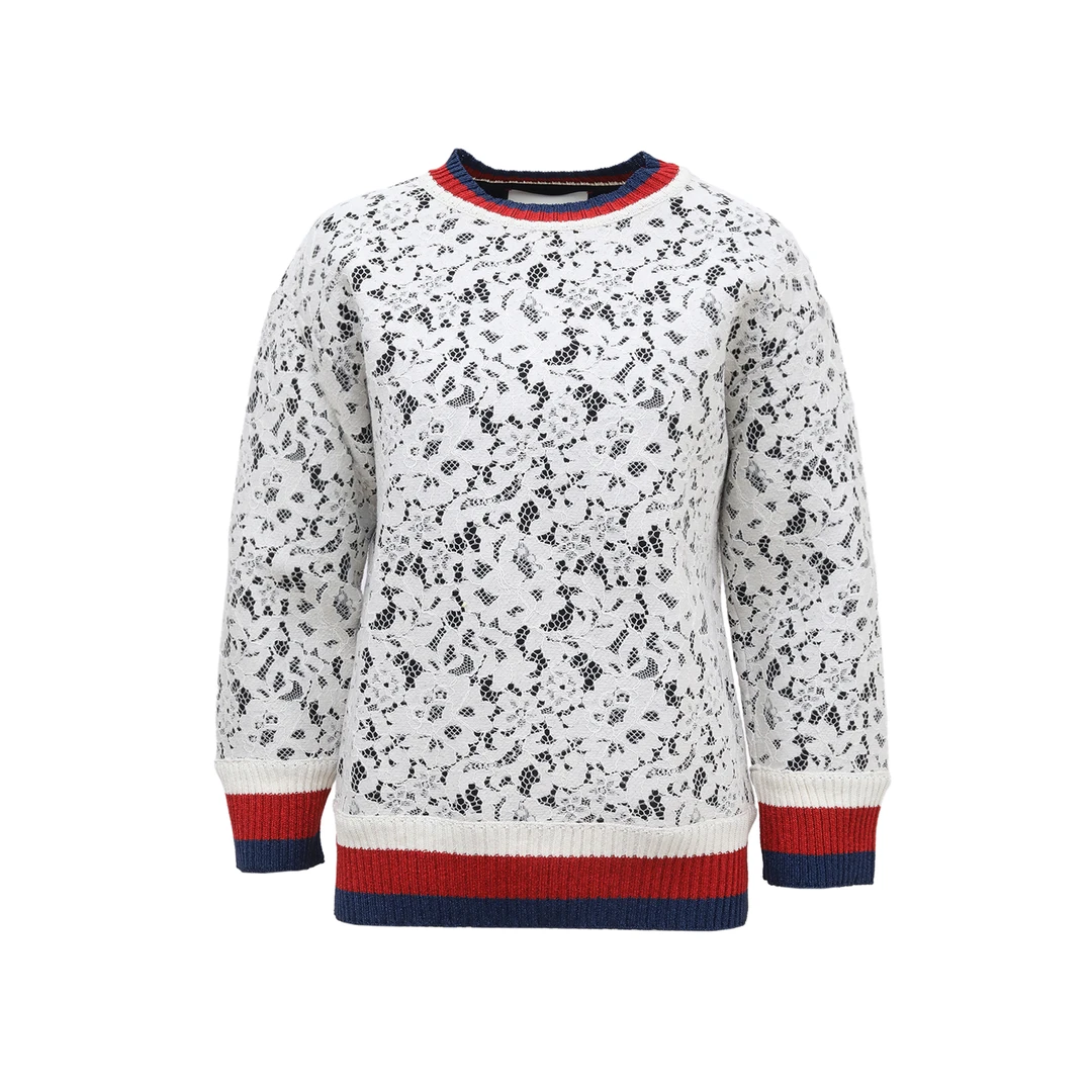 99新 GUCCI/古驰 【lu】蕾丝 卫衣 白色 S P214660680