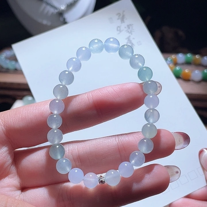 翡翠手链未镶嵌卡7高冰